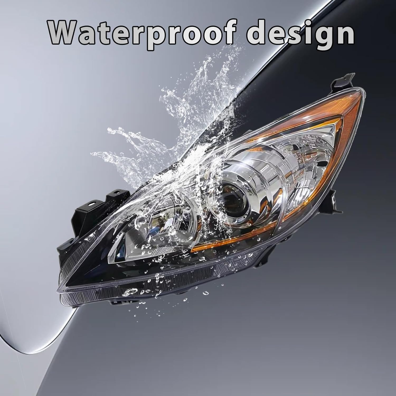 2 Pcs Front Headlight Assembly, Compatible with 2010–2013 Mazda3, 4-Doors