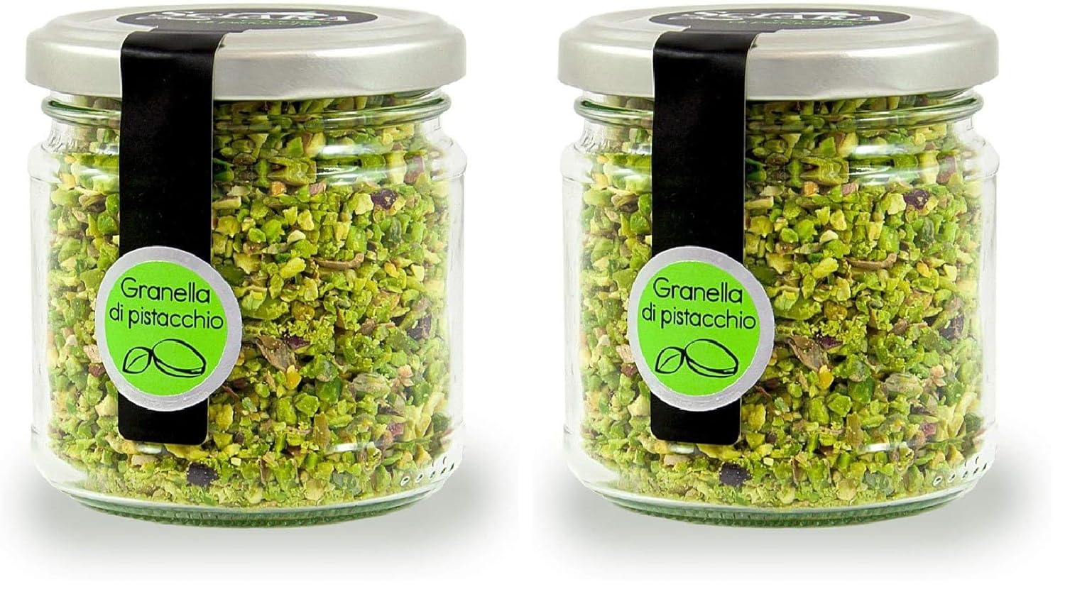 Sciara | Chopped Sicilian Pistachios | Premium Quality Pistachios from Bronte, Italy | Glass Jar 100g (3.5oz) (Pack of 2)