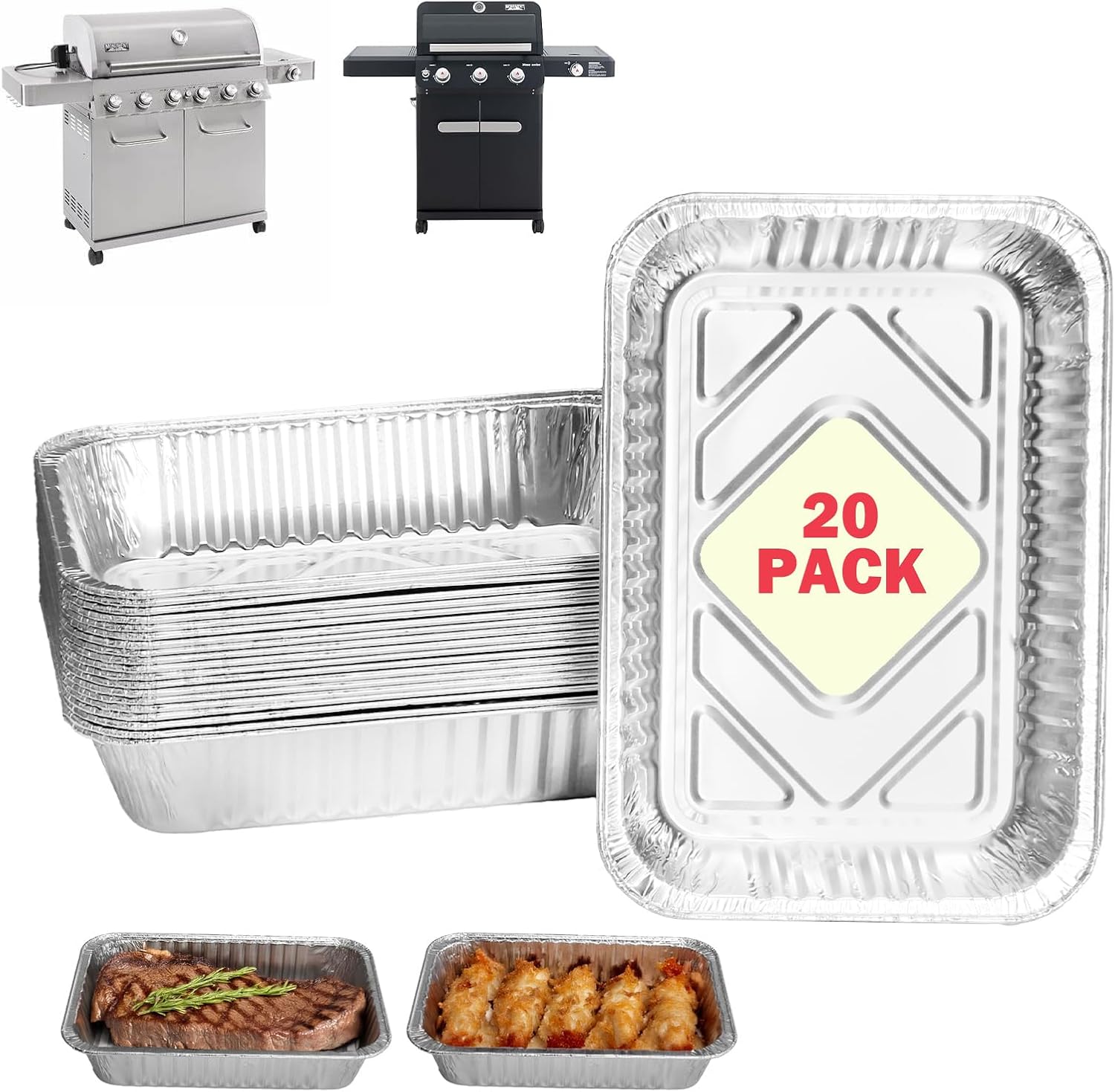 Universal Grill Drip Pans for Monument Grills Grease Tray, Aluminum Drip Pan Liners for Monument 24367 24633 35633 25392 41847NG 17842 14633 Parts and More, Grease Liners for Gas Grills 8.4 x 5.8 Inch