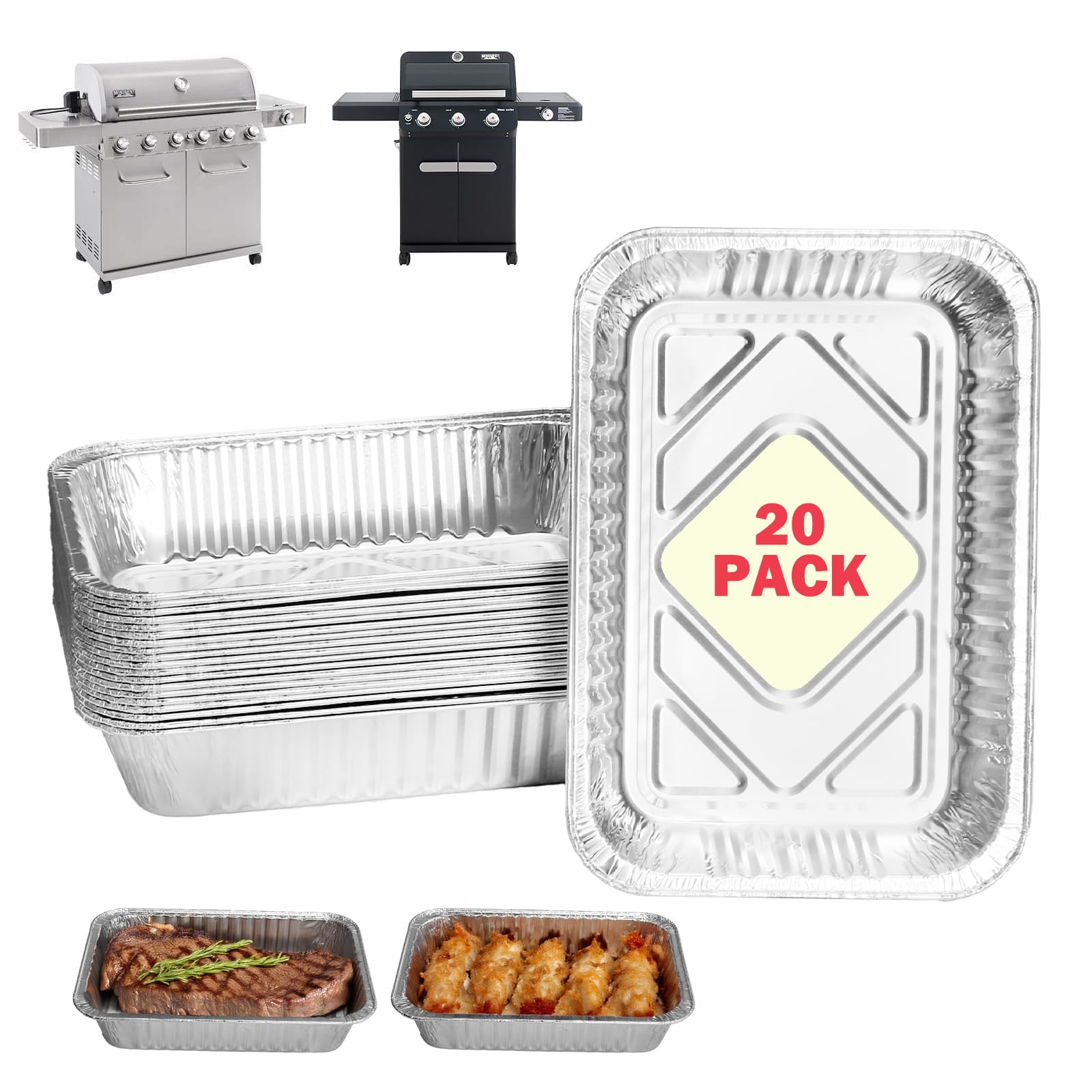 Universal grill drip pans for Monument Grills Grease Tray, Aluminum Drip Pan Liners for Monument 24367 24633 35633 25392 41847NG 17842 14633 Parts and More, Grease Liners for Gas Grills 8.4 x 5.8 Inch