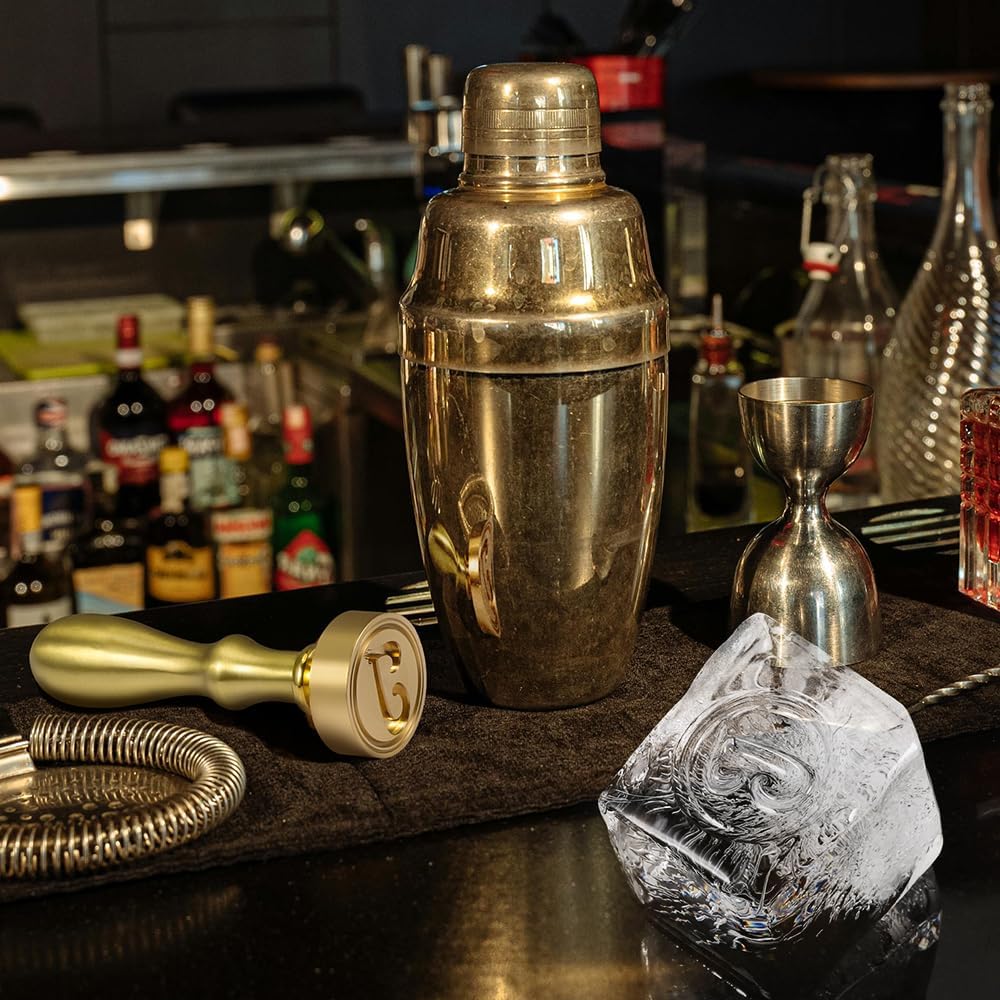 Ice Cube Stamp for Cocktails Ice Stamp Brass Head with Handle, Ice Branding Stamp for Ice Cubes Cocktail Whiskey Drinks Party Wedding Making DIY Crafting (Letter J)