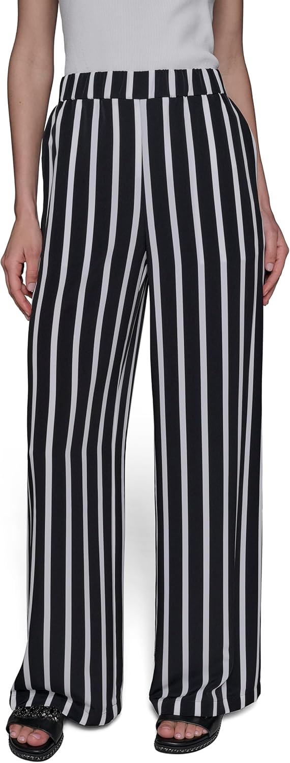 Karl Lagerfeld Womens Soft Everyday Striped Casual Pant