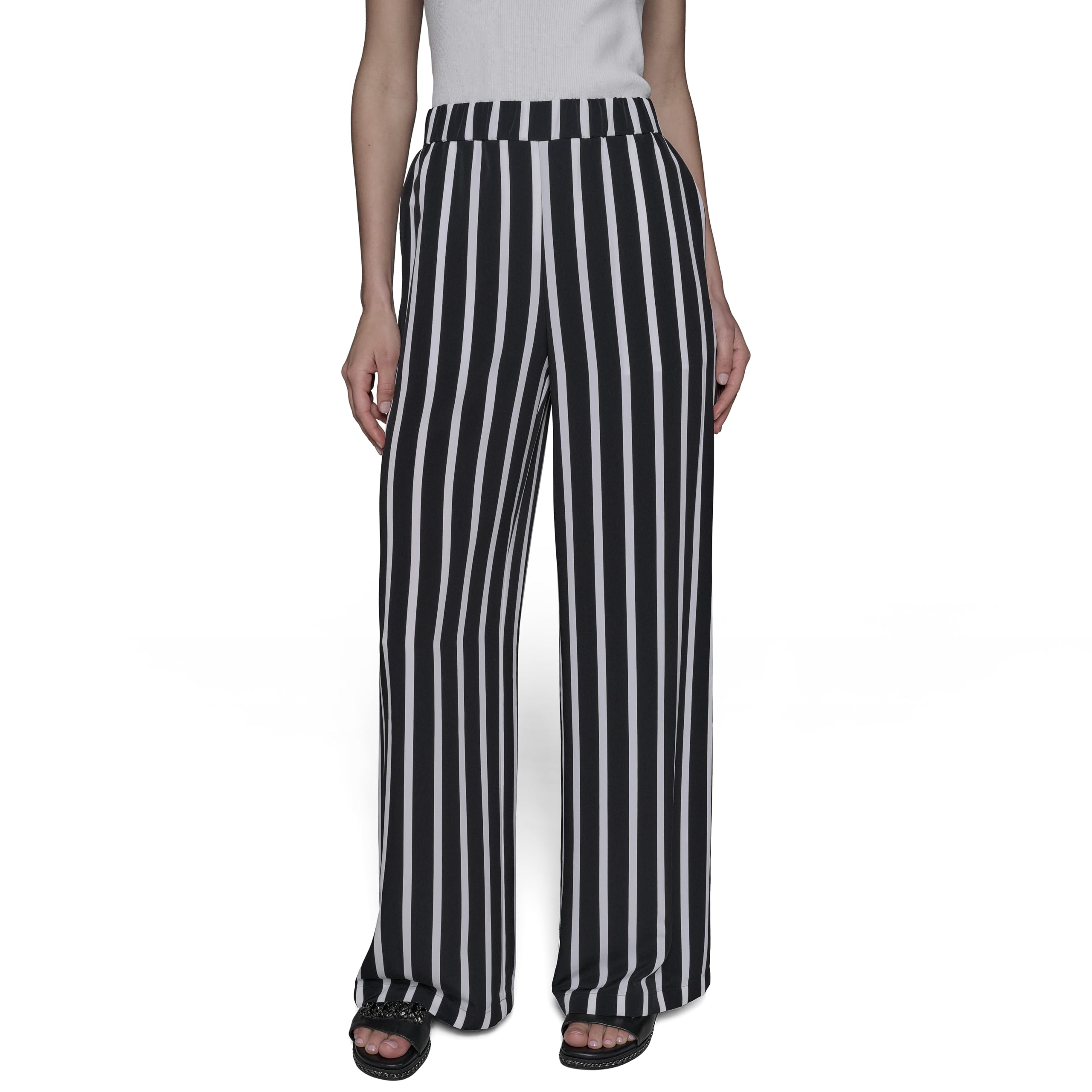 Karl Lagerfeld Womens Soft Everyday Striped Casual Pant