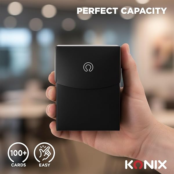 Konix Scatola porta carte TCG Deckbox per giochi di carte collezionabili - Formato 63 x 88 mm - Compatibile con Lorcana, Magic: The Gathering e Pokémon - Nero - 4