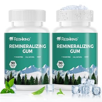 REMINERALIZING GUM, 90 Pieces, Teeth Remineralization, Sugar-Free Chewing Gum with Xylitol, Mint Flavor, Two pills after meals to freshen breath and clean teeth 2pcs