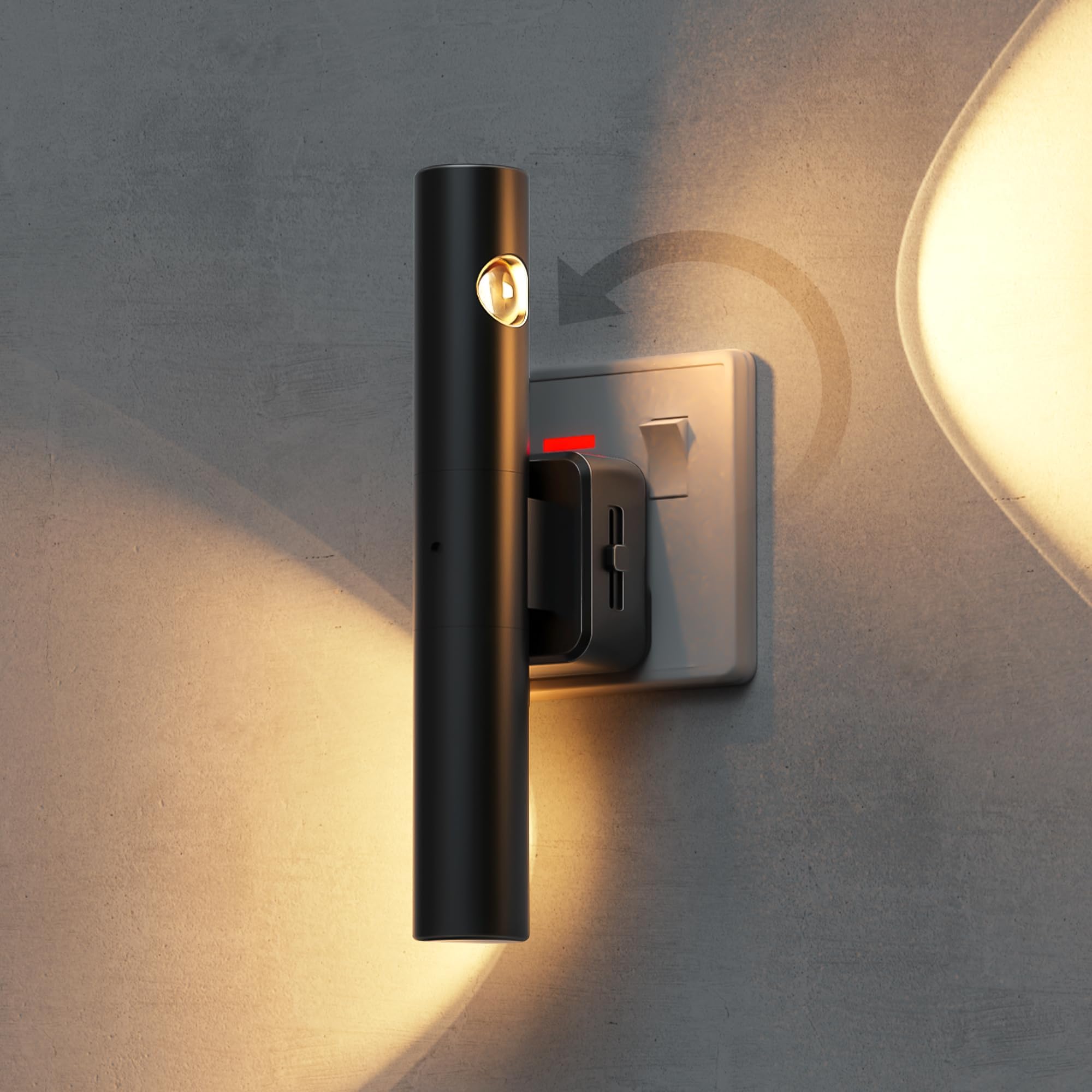 LOHAS-LED Plug in Night Light, Night Light Projector with Dusk to Dawn Sensor, Dimmable 0-100 LM, Warm White 3000K, Rotatable Nightlight for Bathroom, Hallway, Kitchen, 1 Pack