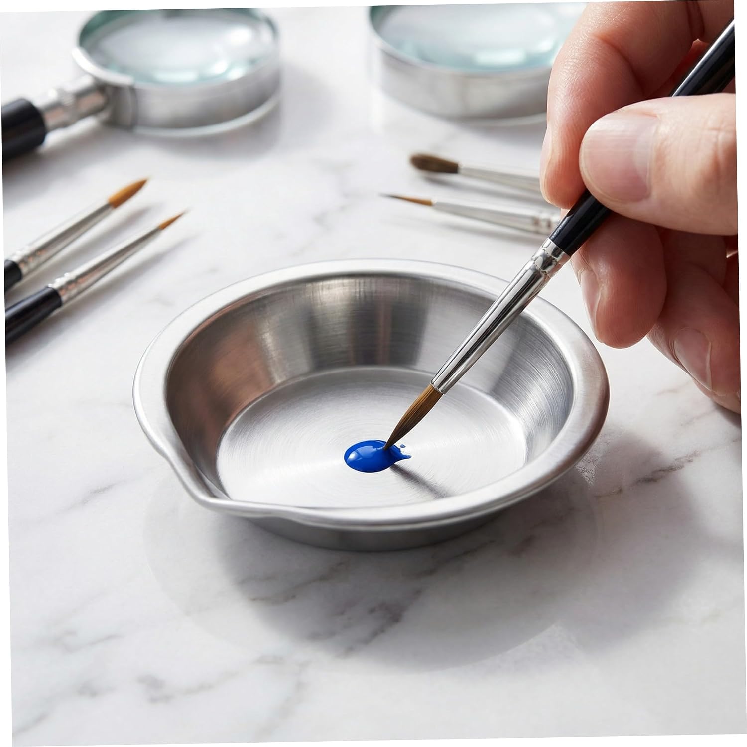 Alipis Paint Mixing Trays with Precision Mixing Capability Stainless Steel Round 15pcs and Easy to Clean Design and for Model Painting and Outdoor Sketching for Model Painting Outdoor