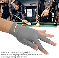 Vista 2 de Guantes de piscina, 3 dedos, duraderos, universales, para billar, para la mano izquierda (gris oscuro)