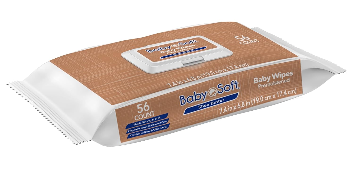 Baby Wipes, Baby Soft Shea Butter 8 Flip top packs (448 Wipes Total).