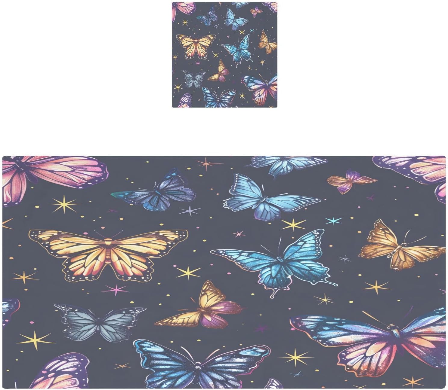 Hand Towels Premium Soft and Highly Absorbent Beautiful Many Butterflies 2 Pcs Towels for Bathroom Set 100% Cotton Decorative Face Towels