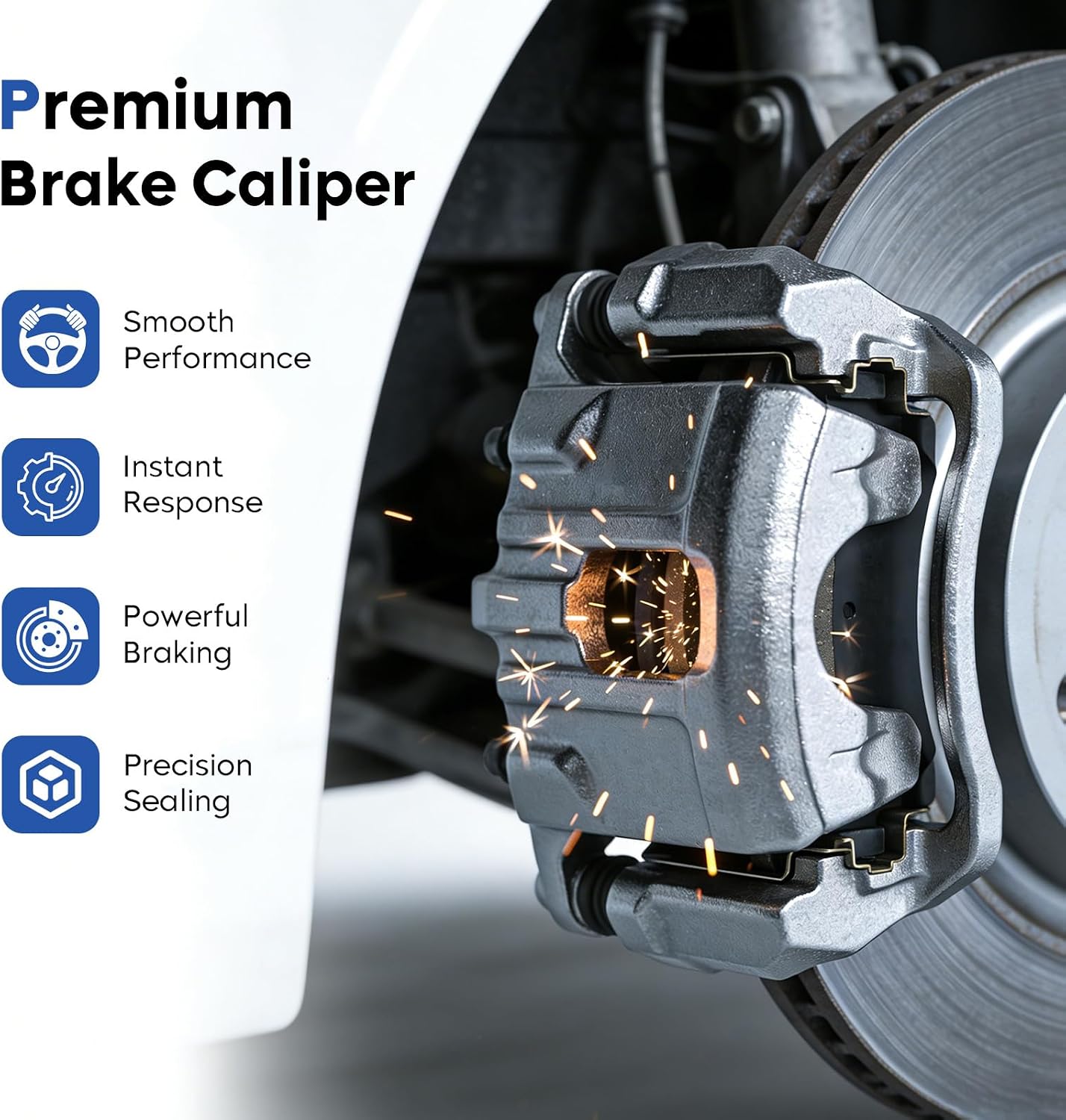 Front Disc Brake Caliper Assembly w/Bracket for Chevrolet Traverse Trailblazer EXT GMC Acadia Limited Envoy XL Buick Rainier Enclave Isuzu Ascender Saturn Outlook, Replacement 18-B5004 18-B5005