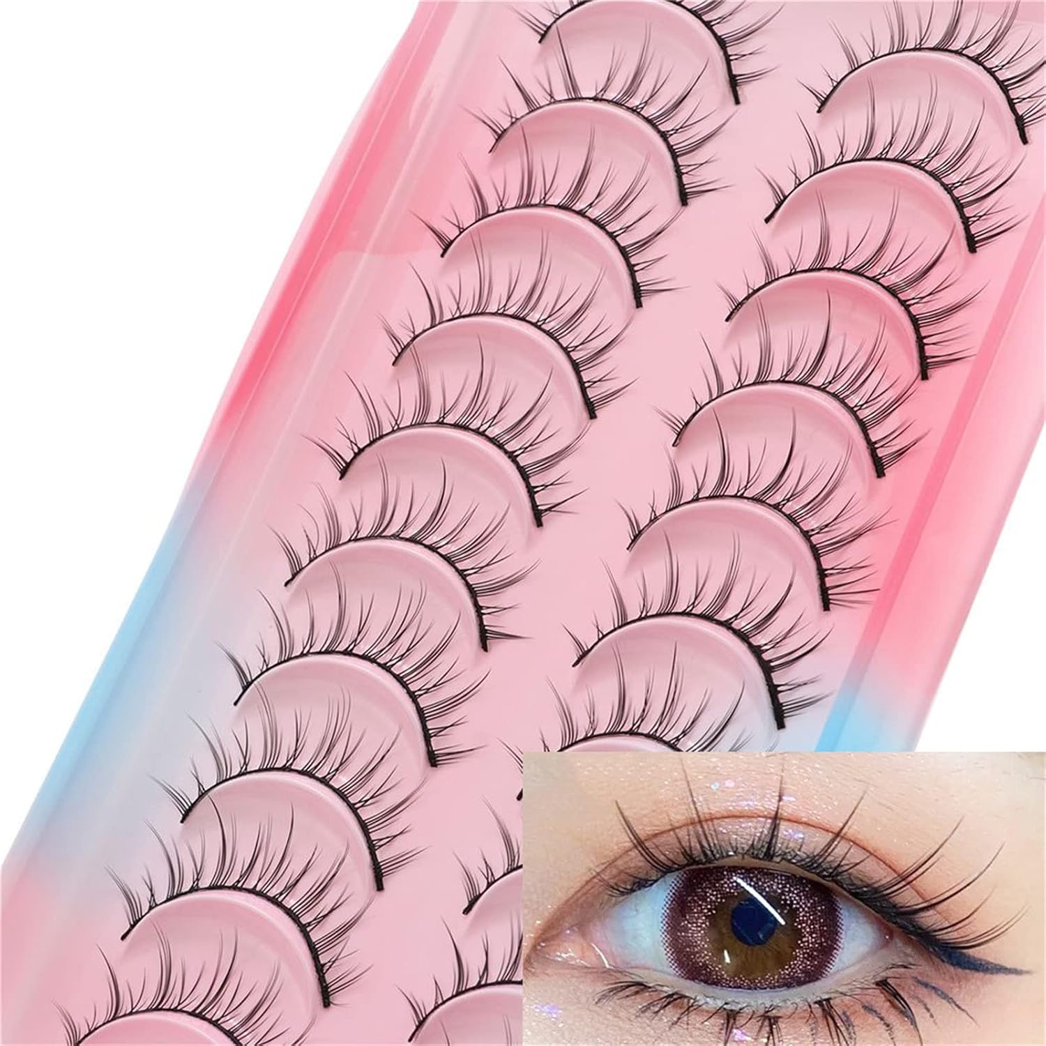 outopen Manga Lashes Natural Look Wispy Fluffy Asian Cosplay Eyelashes Spiky Japanese Anime Lashes 3D Short Fake Eyelash 10 Pairs Pack(SA208)