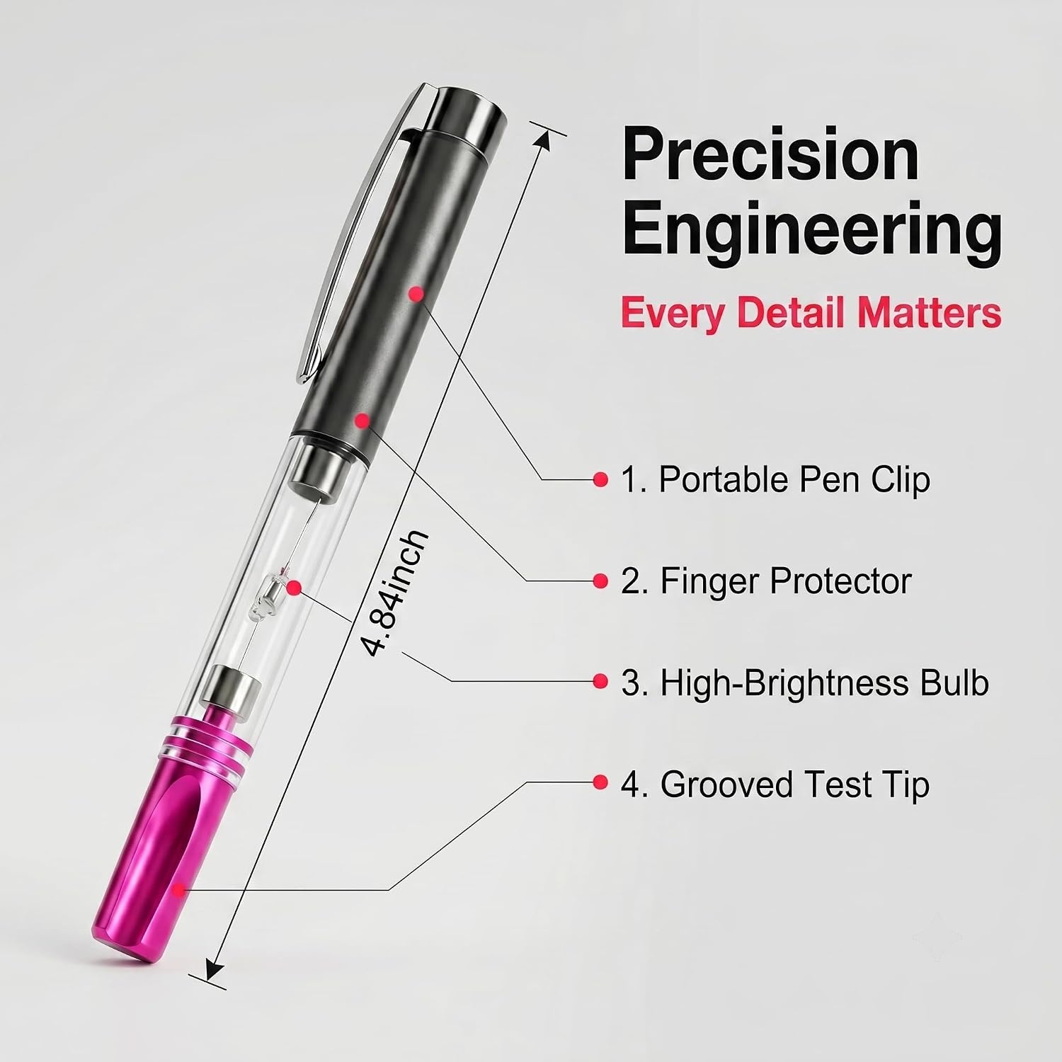 1 PC Spark Plug Wire Ignition Coil Test Pen, High-Pressure Cylinder line Testing Pen with Wider Slotted End, Non-disassembly Faults Diagnostic Tool with Portable Pen Clip & High-Light Bulb