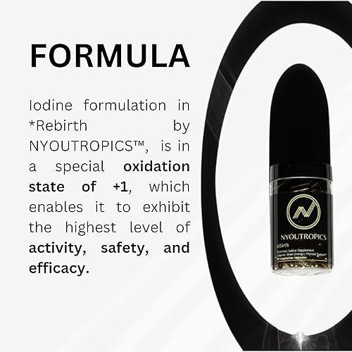 Miniatura 4 de Rebirth by NYOUTROPICS - Suplemento de yodo nootrópico (180 cápsulas veganas), proporciona apoyo cerebral y apoyo tiroideo para mujeres y hombres,