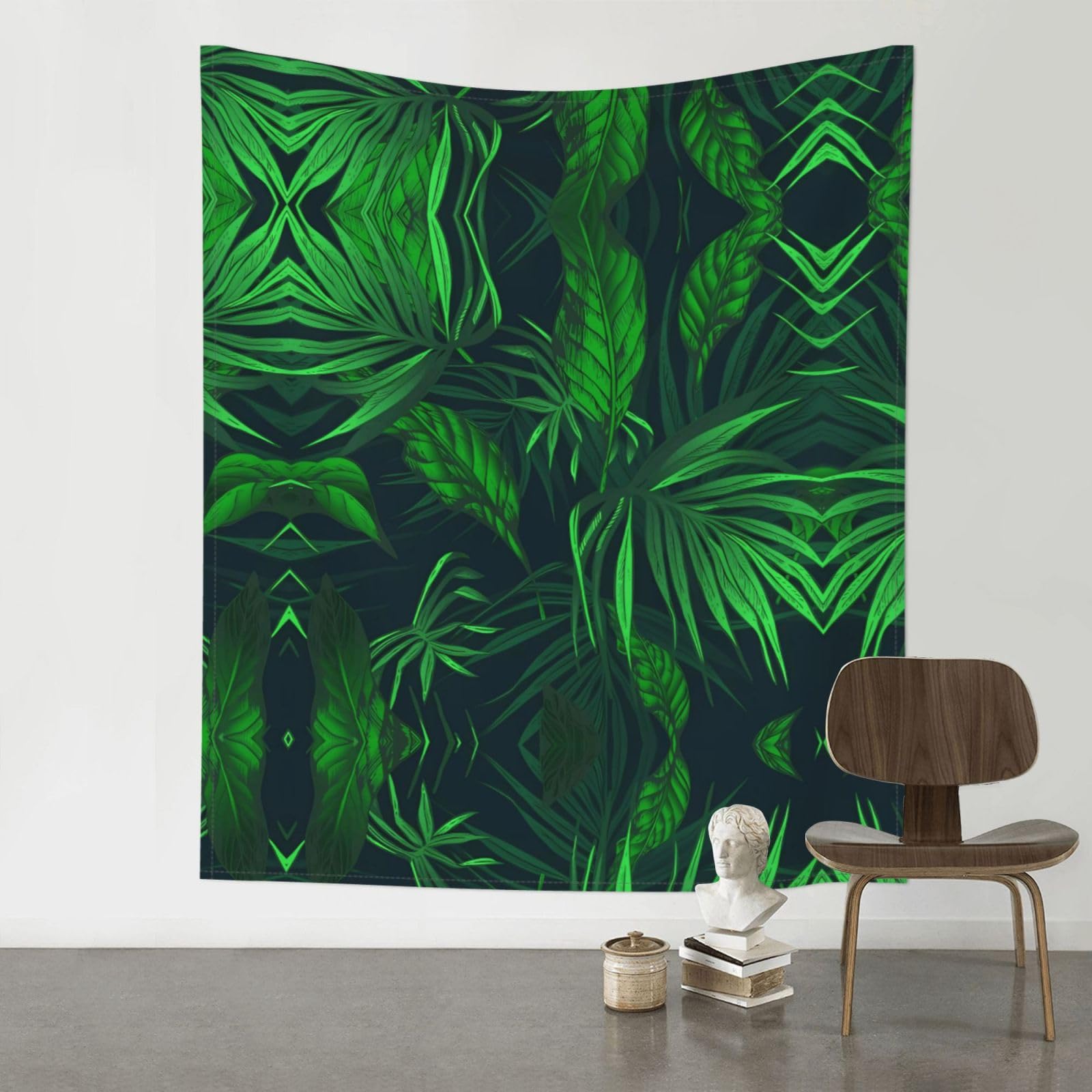 YYHWHJDE Green Tropical Jungle Plant Prints 60x51in Wall Tapestry – Boho Decor Throw Blanket for Bedroom, Dorm, Beach Cover, Picnic & More