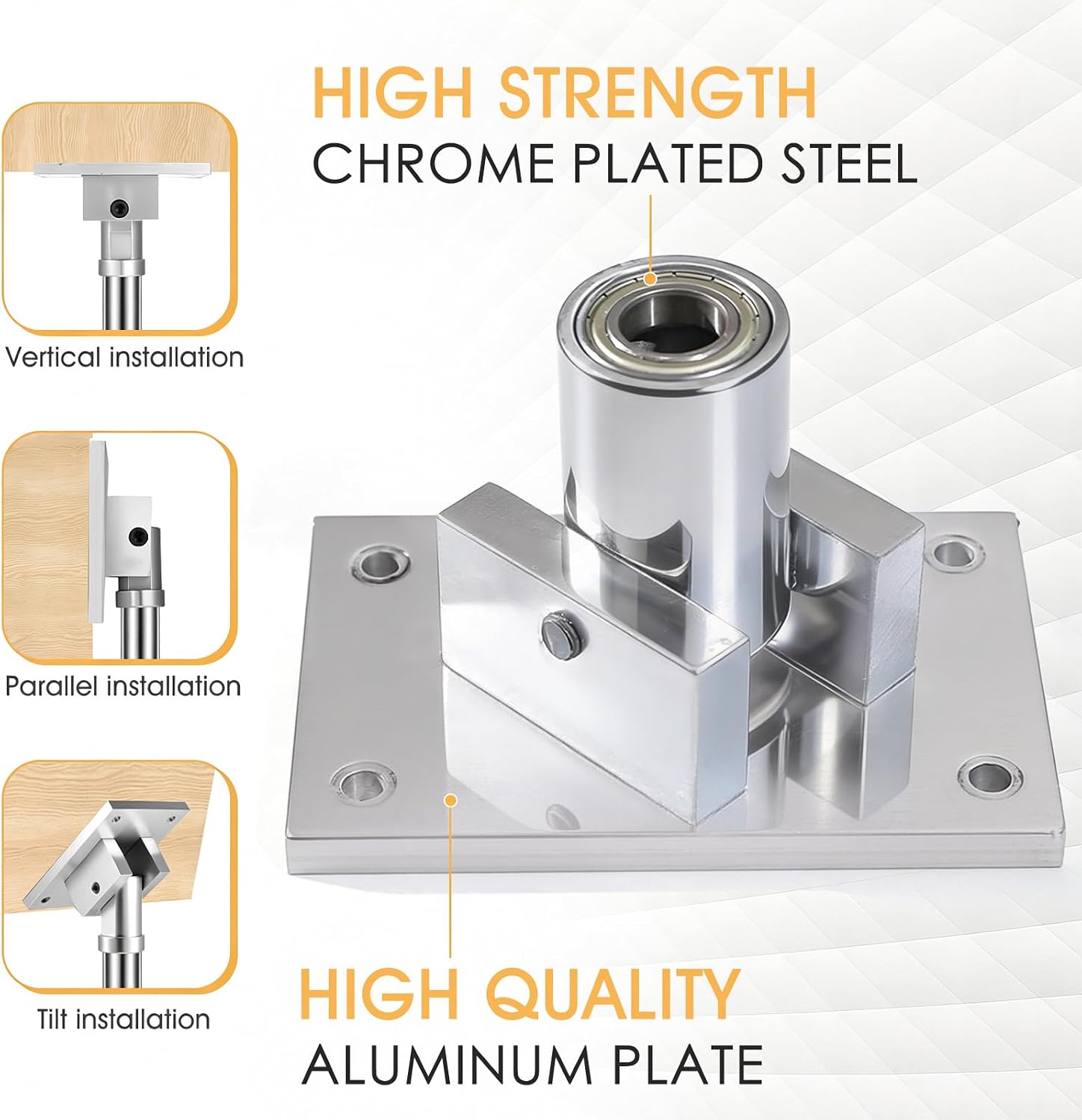 Universal Pole Dance Fixed Plate, Ceiling Mount Top Fixed Plate for 40mm 45mm Dance Pole, 5.9”x3.9”, for Sloped Vaulted Suspended Flat Ceilings