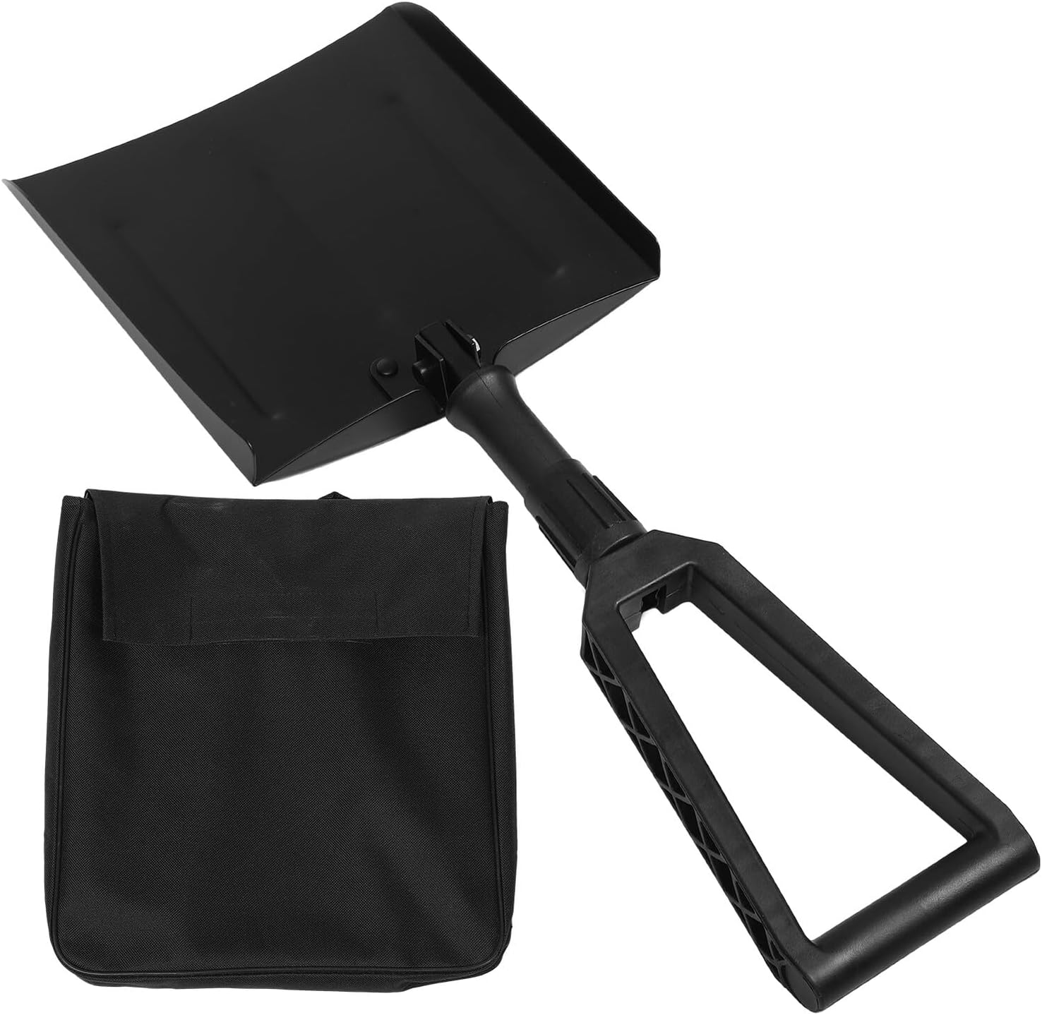Folding Snow Shovel with Iron Handle Lightweight Foldable Snow Spade with Carry Bag for Travel Outdoor