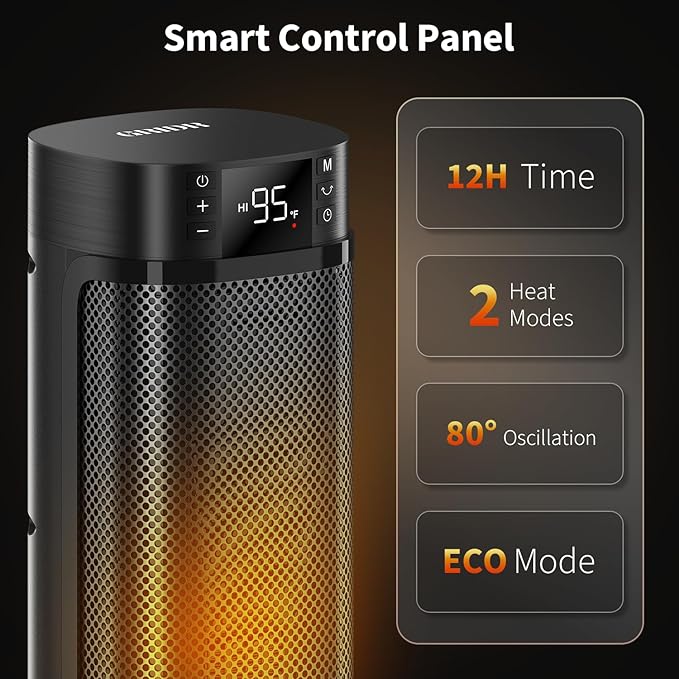 Calefactor Eléctrico Portátil Cerámico PTC 1500W con Termostato y Control Remoto miniatura 8