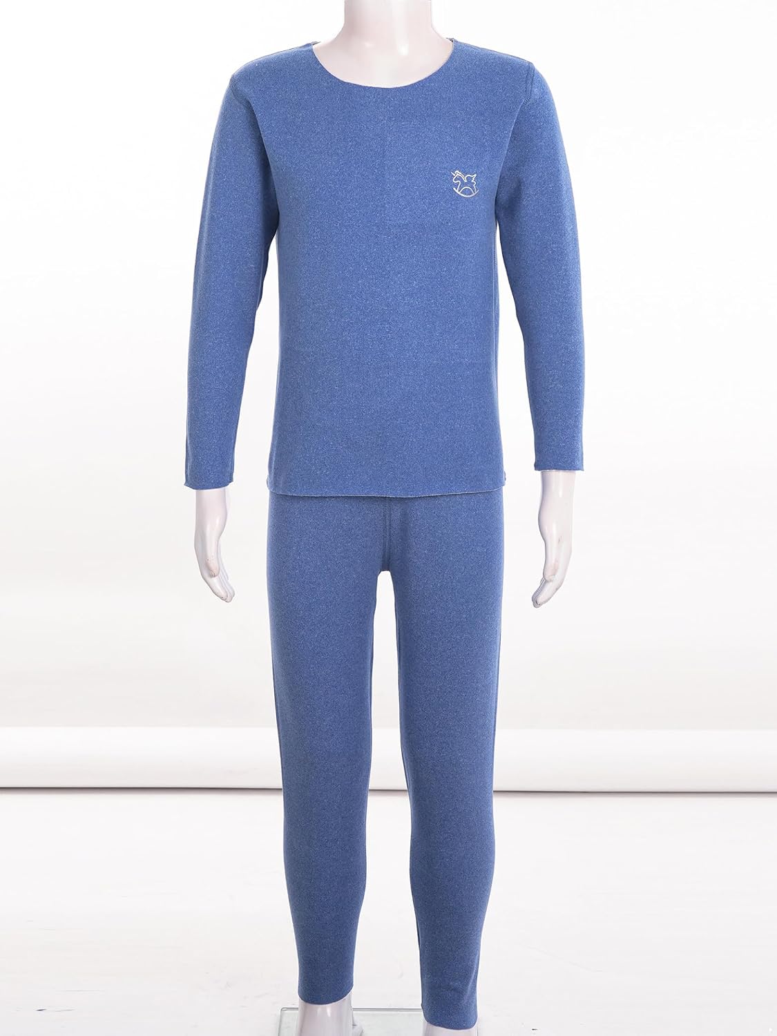 Linjinx Kids Boys Girls Base Layer Thermal Underwear Set Cotton Solid Color Shirts with Pants Long Johns Set