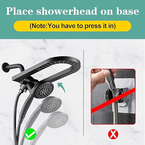 Miniatura 2 de Cobbe Combo de cabezal de ducha de lluvia de 3 vías, cabezal de ducha doble con mano, lluvia de alta presión de 5 pulgadas con manguera de acero