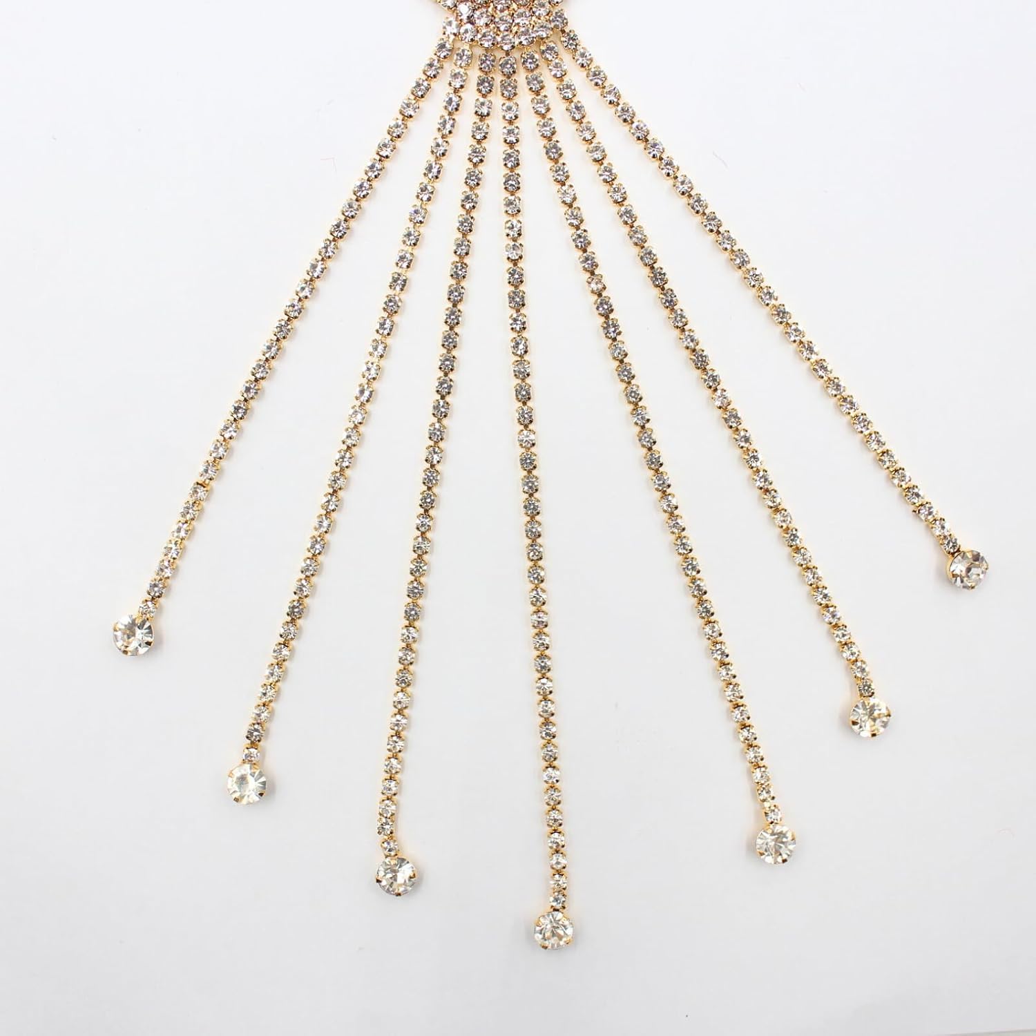 PEARLY JUN Rhinestone Applique Patches Gold Diamond Epaulettes Shoulder Trim Fringe Patches for Dresses Hand Sewing Craft Projects DIY Wedding Clothes Shoes Hats Bag Embellishments