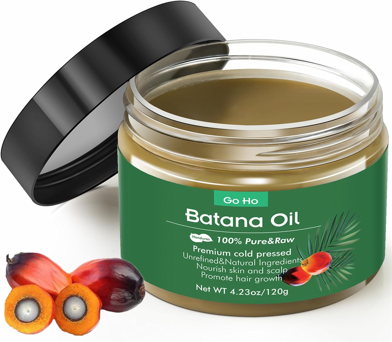 Go Ho Raw Batana Oil for Hair Growth,100% Pure Batana Oil Organic Dr. Sebi,Rich in Vitamin E,Scalp & Hair Strengthening Oils(4.23oz)