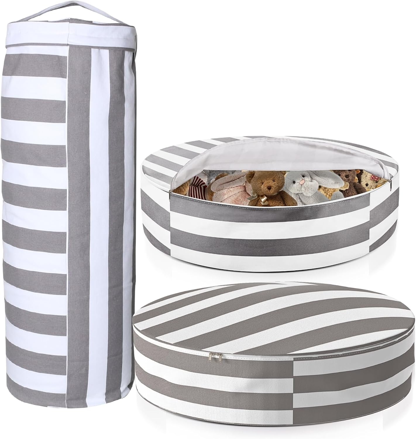 Stuffed Animal Storage Bean Bag Cover for Kids, Striped Round Bean Bag Cover for Stuffed Animal Storage, Extra Large 32"Floor Pillow Case - Organize, Sit, Play & Box Help Promote Comfort & Relaxation