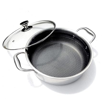 U.P.C. Stainless Steel Upc Smart Cookware 5 Layers, Energy Saving, Non-Stick, Food Safe Honeycomb Coated Coated Cookware (28 Cm Briyani Pot)