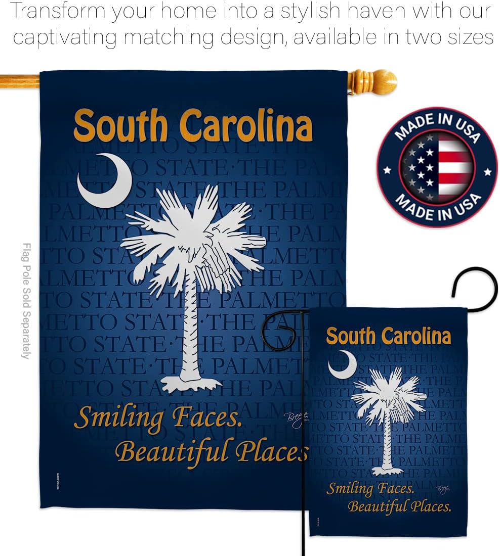 Breeze Decor G158148 South Carolina Americana States Impressions Decorative Vertical Garden Flag 13" x 18.5" Printed In USA Multi-Color