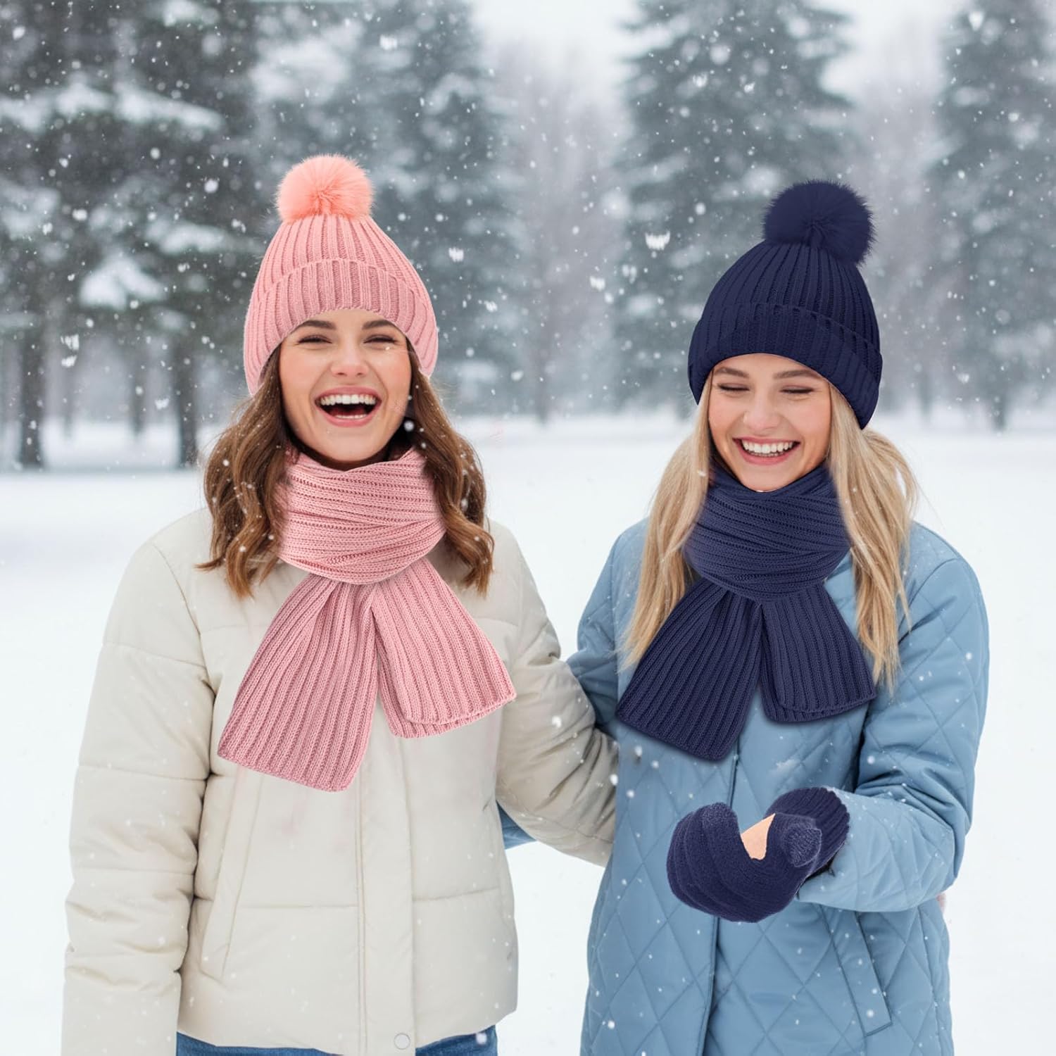 Cutecrop 10 Pcs Winter Hat Scarf Gloves Earmuffs Socks for Women Men Skiing Snowboarding Snow Shoveling Outdoor Warmth