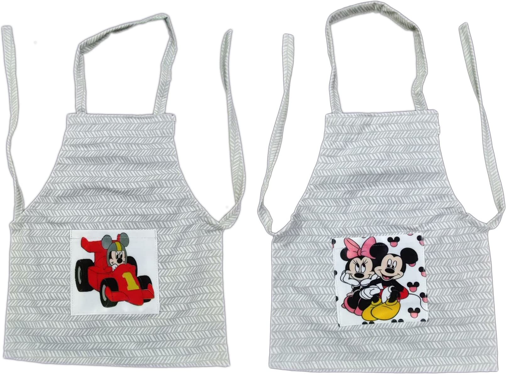 XY DECOR Kids 3-6 Years Old Cotton Waterproof Kitchen Apron -2 Pc,Apron With Pocket, Apron For Kids Girls Boys Cooking, Baking Art Painting- Assorted Cartoon Print on Pocket-image-20