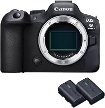 Canon EOS R6 Mark II Systemkamera - Spiegellose Vollformat Kamera + 2x Batterien (Zusätzliches Akku-Kit)- Hybridkamera mit intelligentem Autofokus und Motiverkennung, 4k, WIFI, Bluetooth, KI-Steuerung