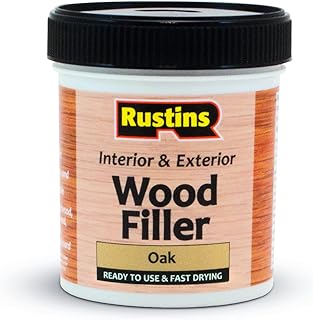 Rustins AWOOO250 Acrylic Wood Filler, Oak, 400g - Multi-Purpose Wood Repair Compound for Cracks, Gaps, & Surface Imperfections – Quick-Drying, Sandable, & Paintable for Interior & Exterior Use