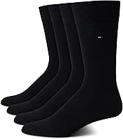 Tommy Hilfiger Men's Reinforced Heel Cotton Crew Dress Socks 4-Pack - Breathable Argyle & Solids for All-Day Comfort
