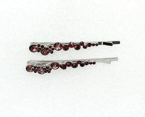 Miniatura 4 de Faship Un par de pinzas para el cabello con cristales Swarovski color burdeos, 2 unidades