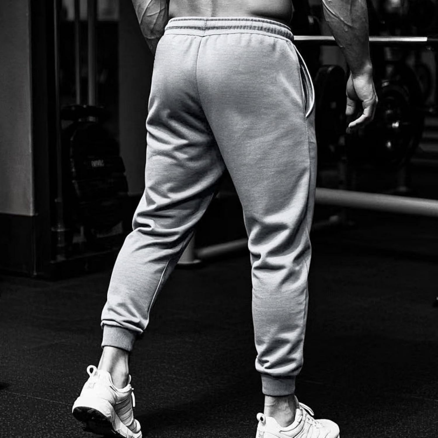 Mens Cargo Sweatpants Fashion Elastic Waist Pants with Pockets Casual Baggy Drawstring Jogger Work Travel Pants