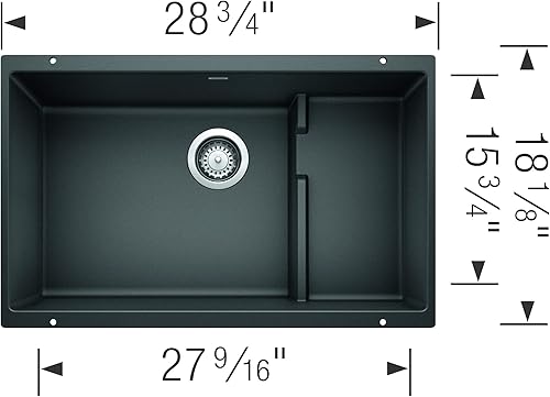 Miniatura 4 de Blanco - Silgranit 519450 Precis bajo cubierta simple 2834 pulgadas, fregadero de cocina, 519450
