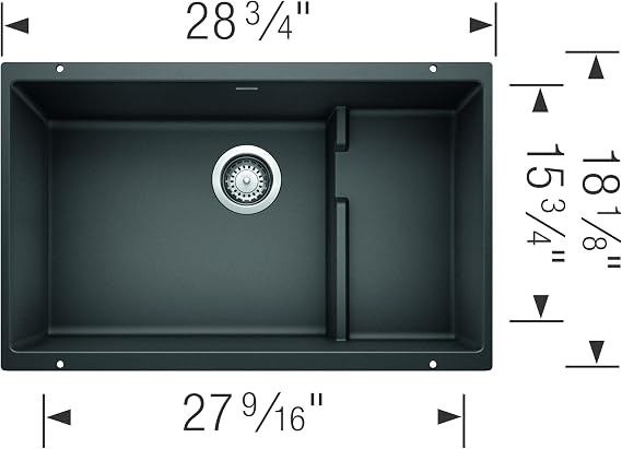 BLANCO, Anthracite 519450 PRECIS CASCADE SILGRANIT Undermount Kitchen Sink with Colander
