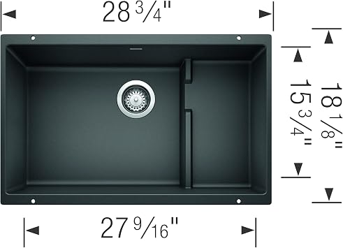 BLANCO, Anthracite 519450 PRECIS CASCADE SILGRANIT Undermount Kitchen Sink with Colander