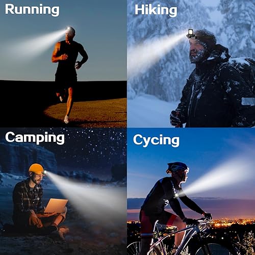Miniatura 11 de LHOTSE Luz LED recargable para sombrero con sensor de movimiento, luz dual de 300 lúmenes, manos libres, clip, linterna, linterna frontal Luz
