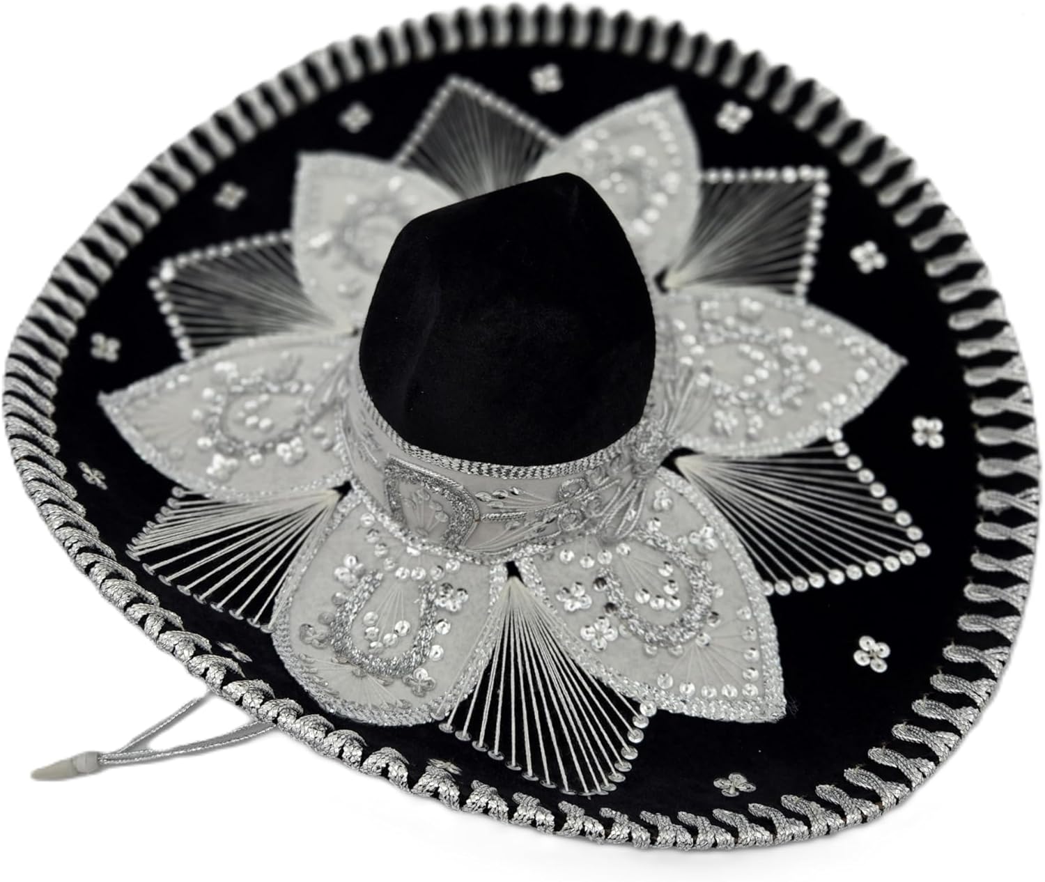 Mariachi Sombrero, Black & Silver, Adult Size - Image 2