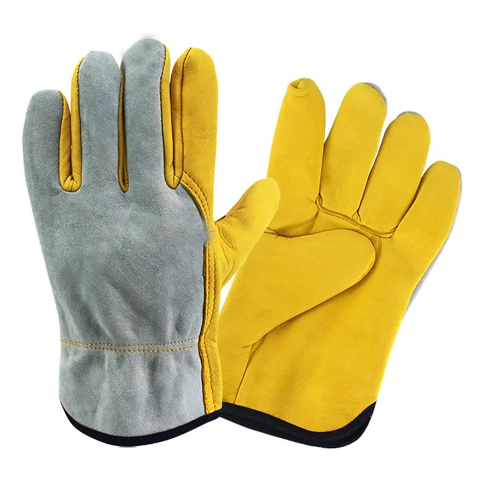 Compatibile con guanti da lavoro edili da uomo Guanti di protezione di sicurezza ignifughi in pelle for saldatura e uso industriale(M)