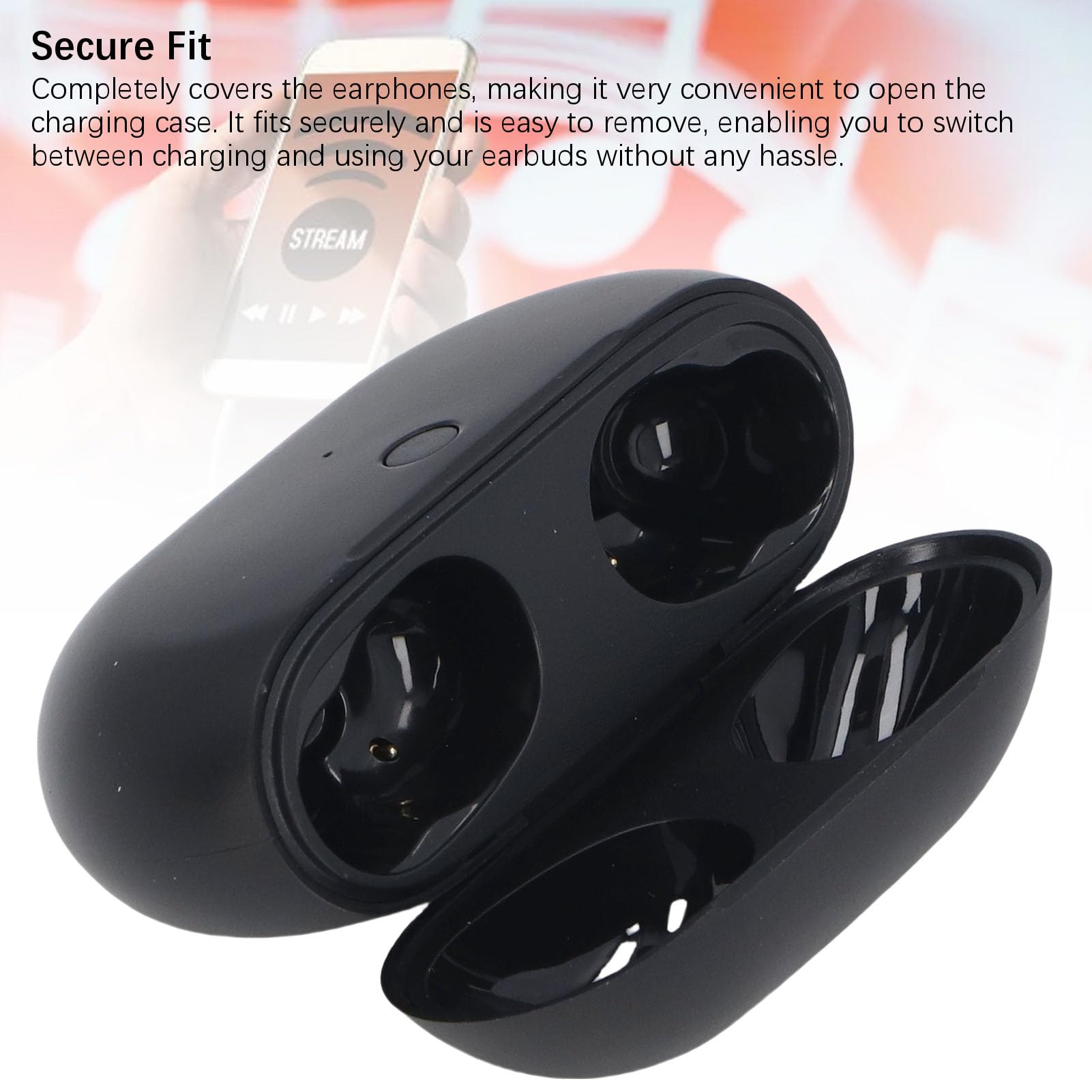 Auriculares Inalámbricos Estuche de Carga de 660 MAh Recargable Opción Ideal para Auriculares USB C Negro ABS