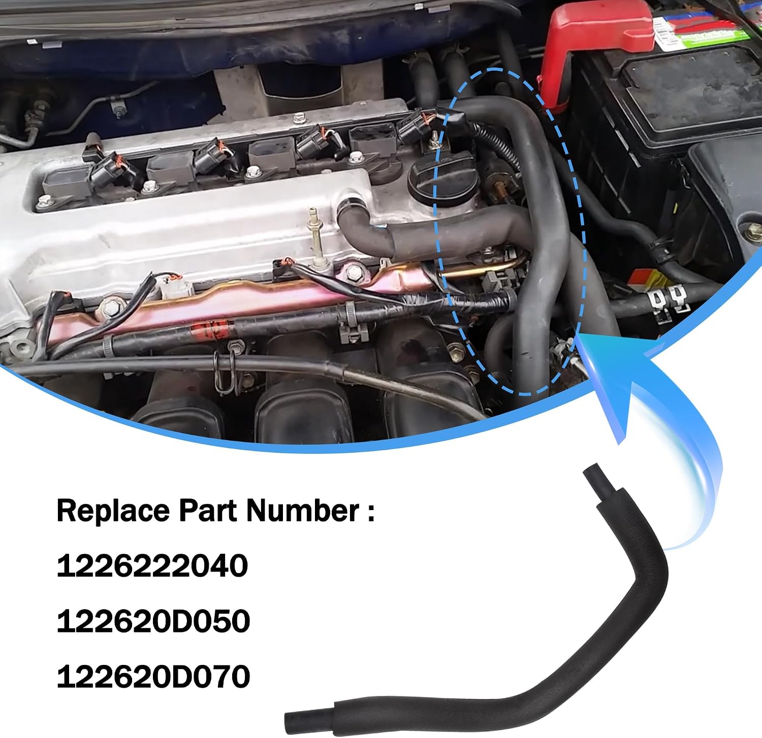 PCV Valve Vacuum Hose Compatible with Toyota Corolla CE Sedan LE Sedan 2002-2008 for Matrix 2003-2007 for Celica 2000-2005 Replace # 12262-22040 1226222040