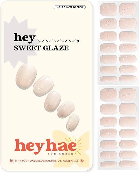 Heyhae Semi Cured Gel Nail Strips Summer Solid Yellow