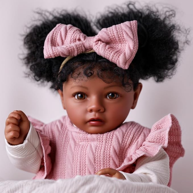 Muñeca Bebé Reborn Realista Negra 20 Pulgadas miniatura 6