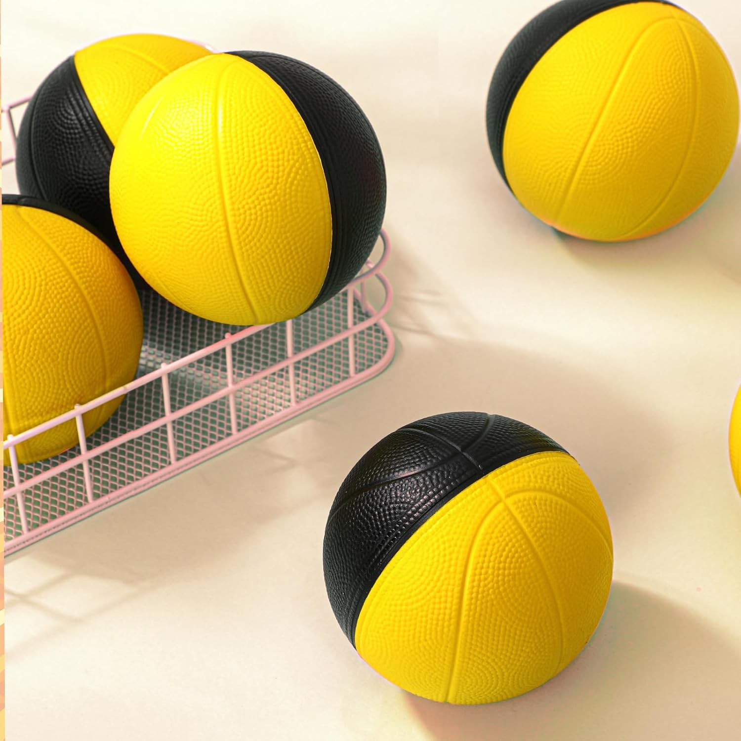 JellyArch 6 Pcs Foam Mini Basketball 4 Inch Mini Hoop Ball Small Squeeze Stress Balls Soft Quiet Bouncy Ball Foam Basketball for Indoor Outdoor Sport Theme Party Game Gifts
