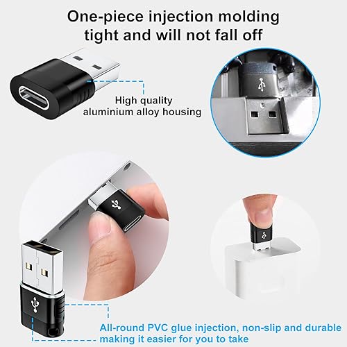 Miniatura 5 de Paquete de 6 adaptadores USB a USB C, adaptador USB A a USB C, adaptador USB C hembra a USB macho, adaptador USB a C, USB A a USB C, conector de