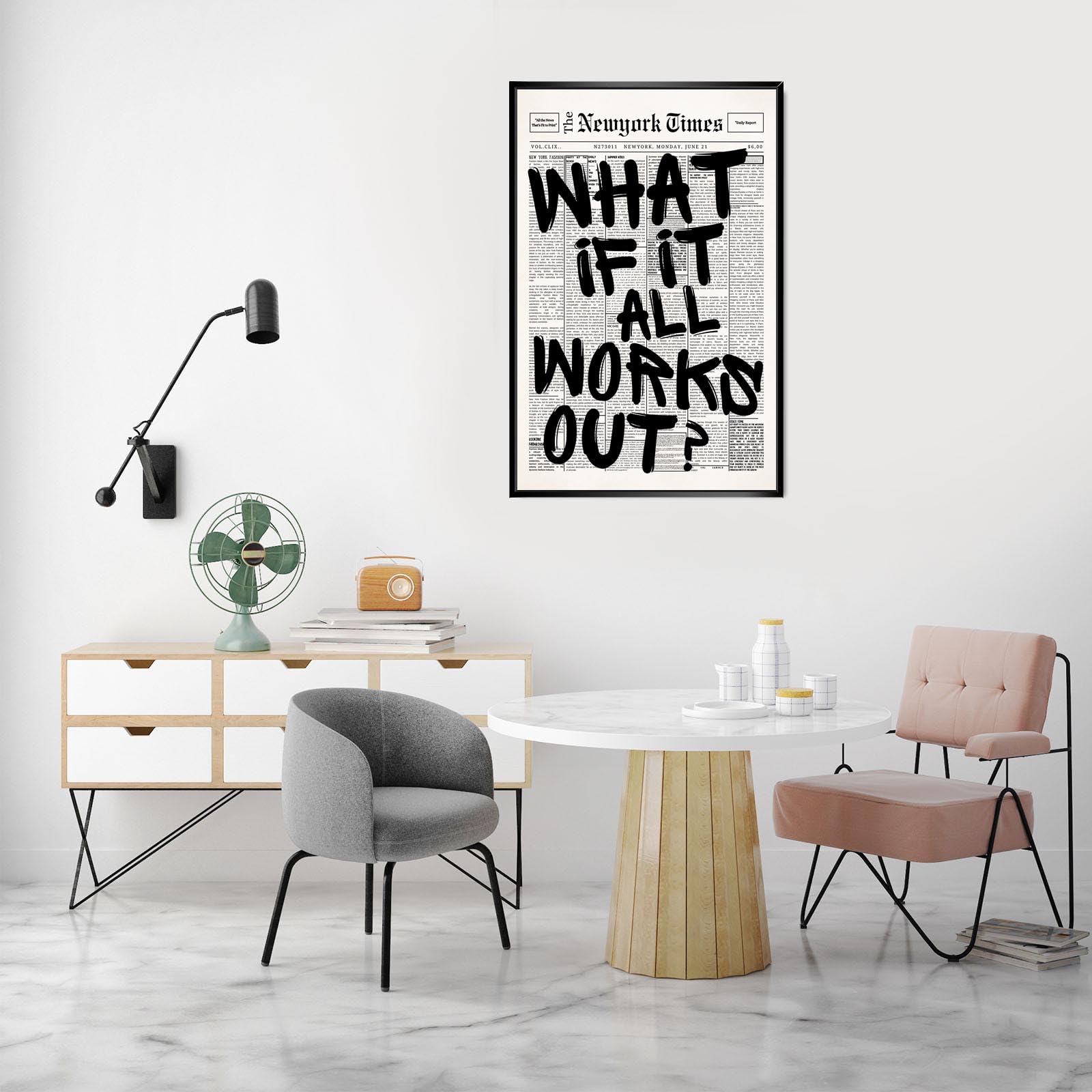 Unframed Black And White Newspaper Canvas Posters What If It All Works Out Wall Art Positive Affirmations Inspirational Quote Prints Painting For Living Room Bathroom Wall Decor 8x12in — view 6