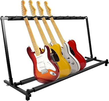 Kuyal Multi-Guitar Display Rack, Folding Stand for Band Stage, Bass & Acoustic Guitars, Black 9 Holder